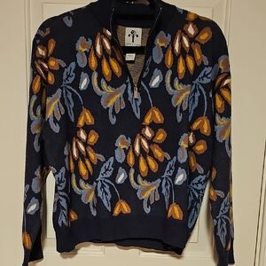 Floral Quarter Zip Sweater RAIN AND ROSE